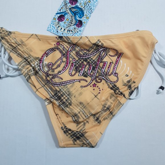 Affliction Sinful Rome Plaid String Bikini NWT - Picture 6 of 8